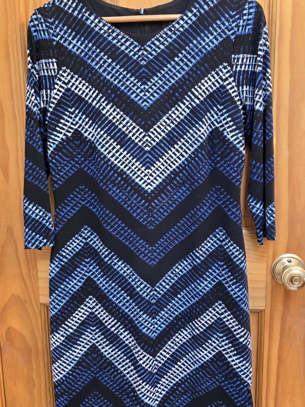 Karen Kane Blue Chevron Sheath Dress